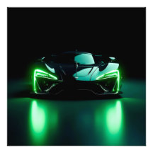 yberpunk Neon Green Supercar - Modern Cinematic Wa
