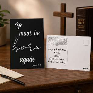 Ye Must Be Born Again Funny Christian Birthday Postcard