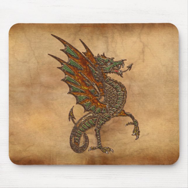 Ye Old Medieval Dragon Design Mouse Pad (Front)