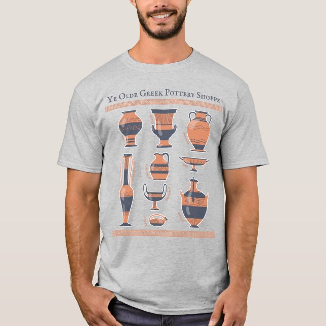 Ye Olde Greek Pottery Shoppe: Fun Ancient Jugs T-S T-Shirt (Front)
