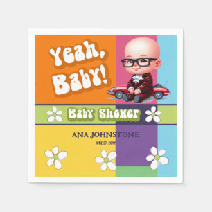 Yeah Baby Retro Baby Shower Napkin