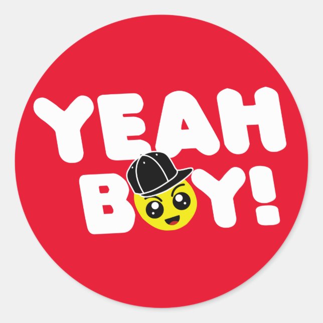 Yeah Boy Emoji Face Bashin Bros Gamer Classic Round Sticker (Front)