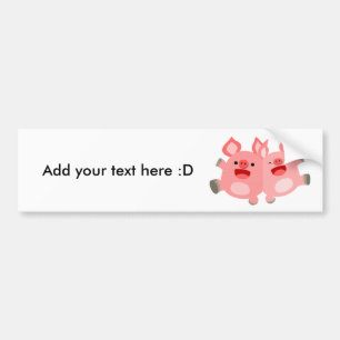 YEAH!! Cute Cartoon Pigs Bumper Sticker