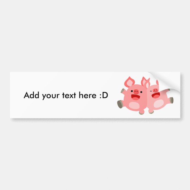 YEAH!! Cute Cartoon Pigs Bumper Sticker (Front)