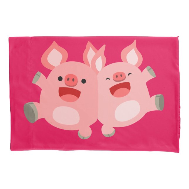 YEAH!! Cute Cartoon Pigs Pillowcase (Front)