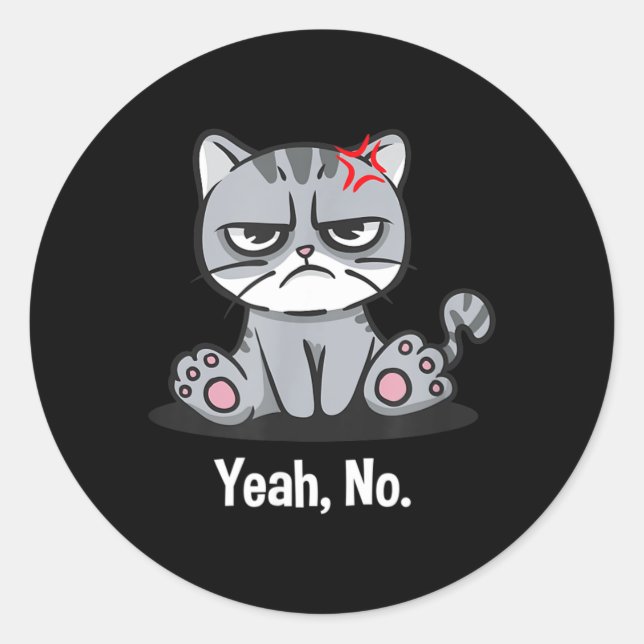 Yeah Funny Sarcastic Humour Sarcasm Introvert Classic Round Sticker (Front)