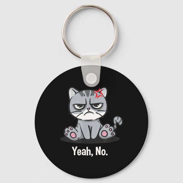 Yeah Funny Sarcastic Humour Sarcasm Introvert Keychain (Front)