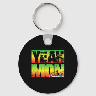 Yeah Mon Retro Jamaica Flag Jamaican Souvenir Funn Keychain