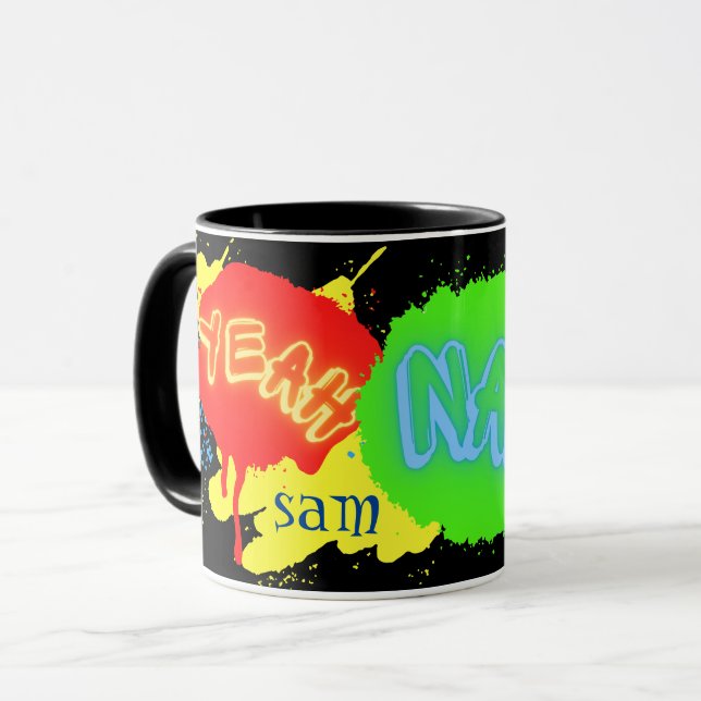 YEAH NAH NEW ZEALAND KIWI SLANG COLORFUL GRAFFITI MUG (Front Left)