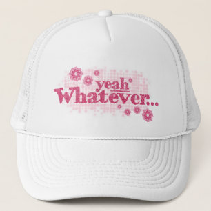 yeah whatever... red pink flower hat