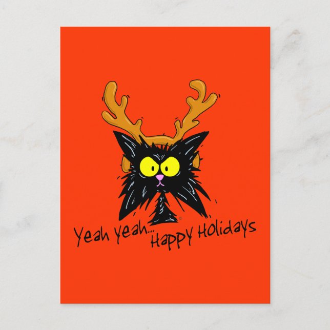 "Yeah Yeah...Happy Holidays" Holiday Postcard (Front)