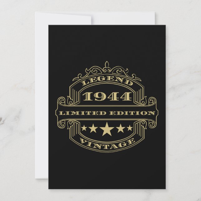 Year 1944 Personalized Birthday Party Invitation (Front)