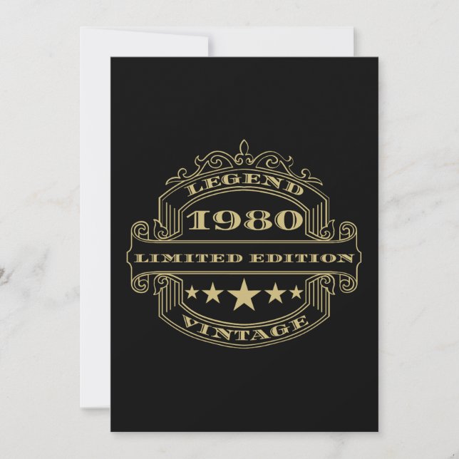 Year 1980 Personalized Birthday Party Invitation (Front)