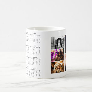 Year 2025 Calendar 5 Photo Collage  Coffee Mug