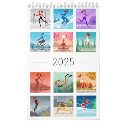 Year 2025 Sport Fitness Young Woman Girl Colorful