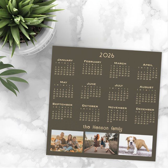 Year 2026 Calendar 3 Family Photo Collage Magnet (Creator Uploaded)