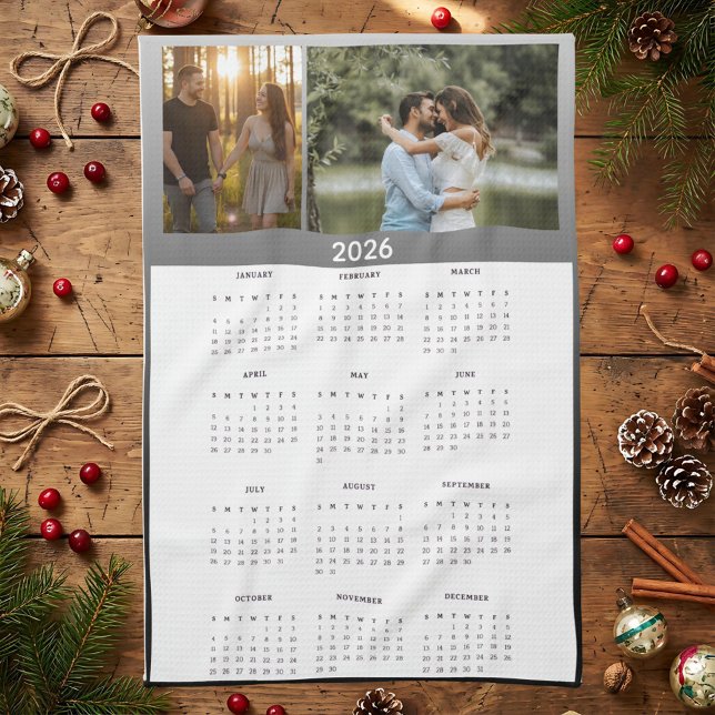 Year 2026 Custom Photo Calendar Kitchen Towel (Creator Uploaded)