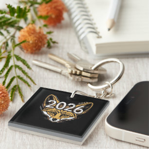 Year 2026 Fennec Fox Mascot - Bold New Year Design Keychain