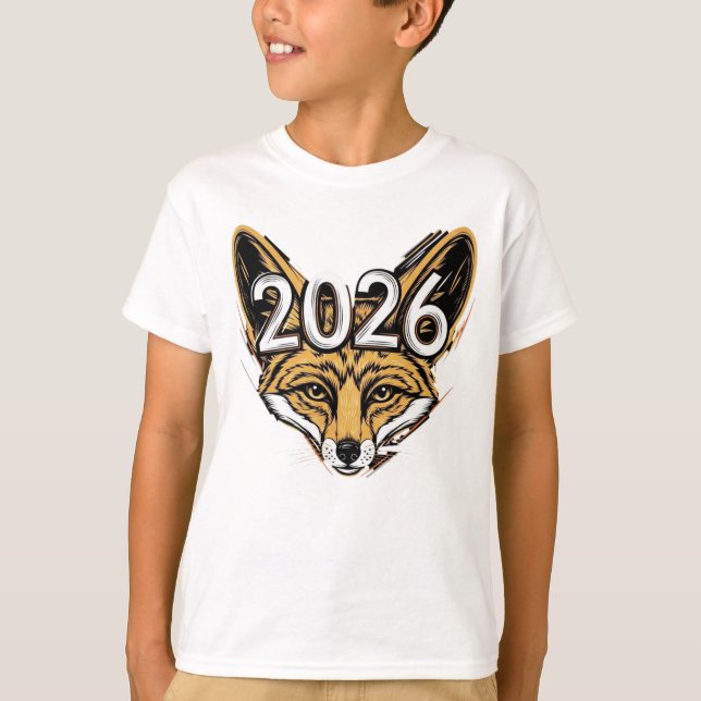 Year 2026 Fennec Fox Mascot - Bold New Year Design T-Shirt (Front)