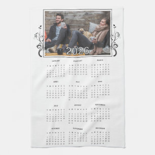 Year 2026 Photo Calendar with Foliage Kitchen Towel