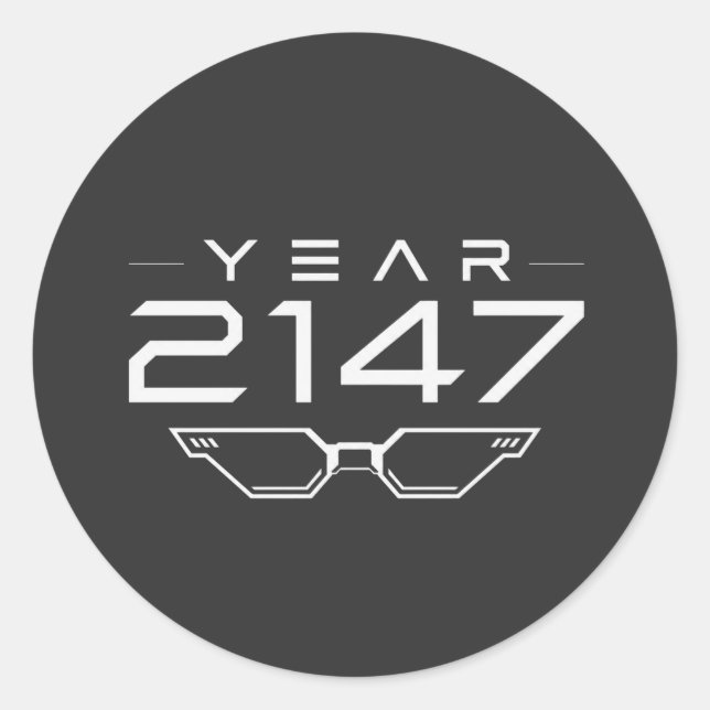 YEAR 2147 Cyberpunk Sci Fi Retro Space Classic Round Sticker (Front)