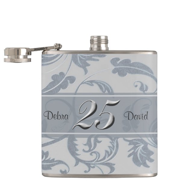 Year 25 Wedding Anniversary Hip Flask (Opened)