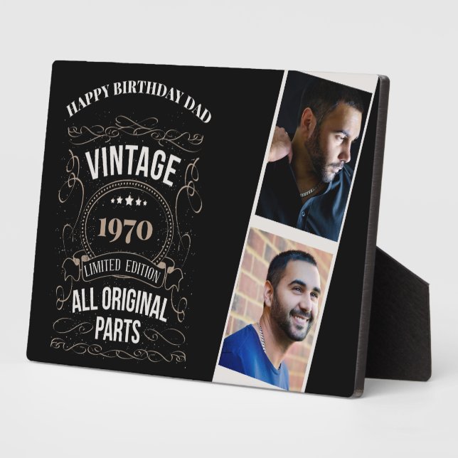 YEAR BORN PHOTOS Birthday Keepsake Gift For DAD Plaque (Side)