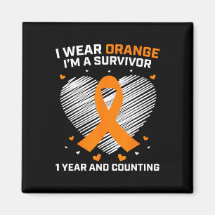 Year Cancer Free Leukaemia Survivor Gifts Orange A Magnet