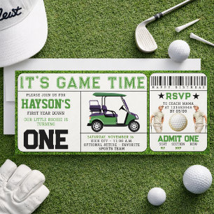 Year Down Golf Ticket 1st Birthday Invitation