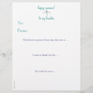 Year-end personalized teacher thank you -dragonfly