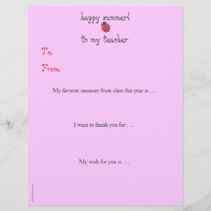 Year-end personalized teacher thank you - ladybug