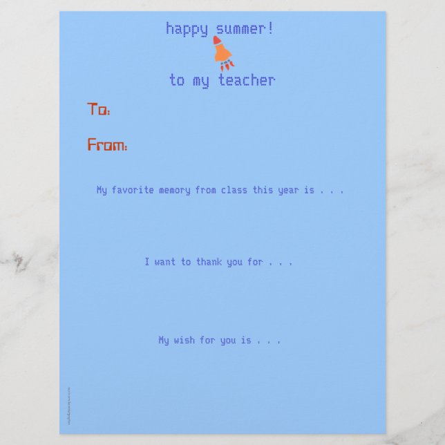 Year-end personalized teacher thank you - rocket (Front)