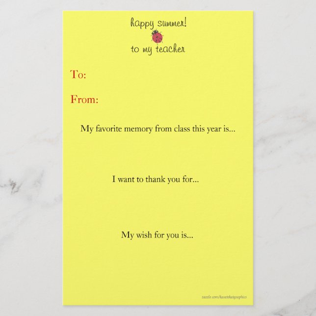 Year-end teacher thank you note (Front)