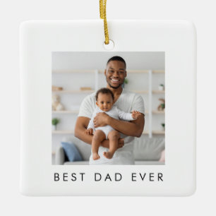 Year Established Best Dad Ever 2 Photos Ceramic Ornament