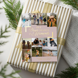 Year Framed in Moments Family Photos Christmas Foil Holiday Card