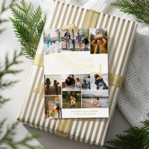 Year Framed in Moments Family Photos Christmas Foil Holiday Card