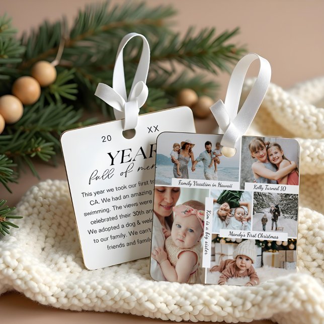 Year Full of Memories Photo Collage & Highlights Metal Ornament (Year Full of Memories Photo Collage & Highlights Metal Ornament)