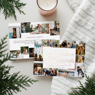 Year in Moments Family Photo Collage Christmas Foil Holiday Card