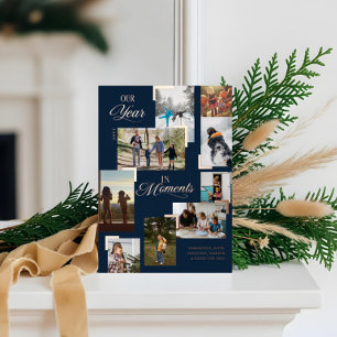 Year in Moments Family Photo Collage Christmas Foil Holiday Card