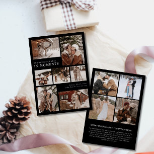 Year in moments photo collage Christmas silver Foil Holiday Card