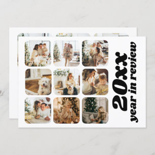 Year in Review 12 Photo and Text Personalized Holiday Card