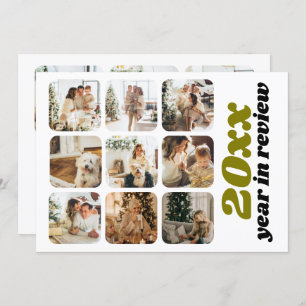 Year in Review 12 Photo and Text Personalized Holiday Card