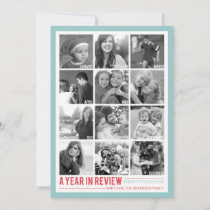 Year in Review 12 Photo Collage Holiday Photocard Card