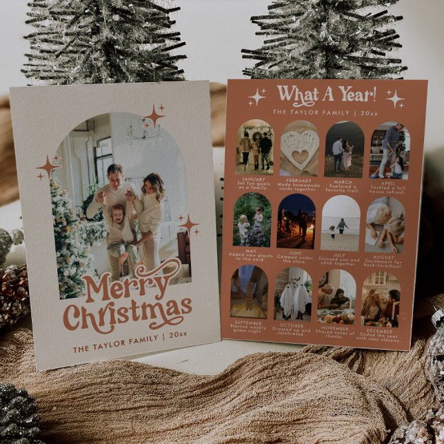 Year In Review Boho Arch Photo Christmas Card (Creator Uploaded)