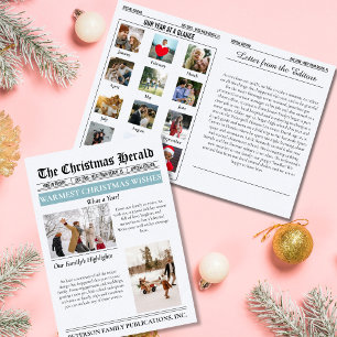 Year In Review Christmas Newspaper Multi Photo Holiday Card