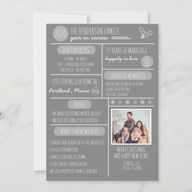 Year In Review Family Fun Holiday Card (Front)