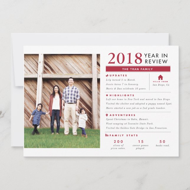 Year in Review Holiday Photo Card (Front)