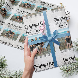 Year In Review Newspaper Personalized Christmas Wrapping Paper