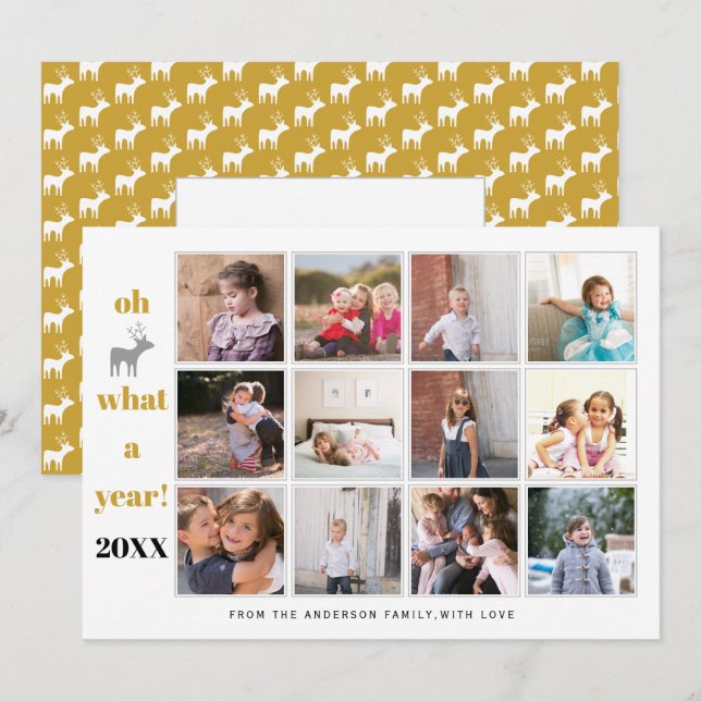 Year in review Oh deer what a year gold photo Holiday Card (Front/Back)