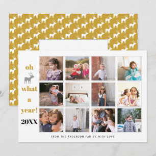 Year in review Oh deer what a year gold photo Holiday Card